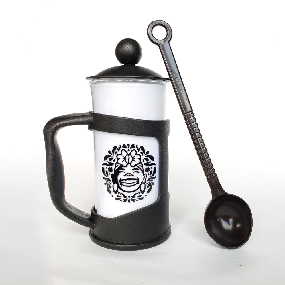 ceramic french press coffee maker in gray