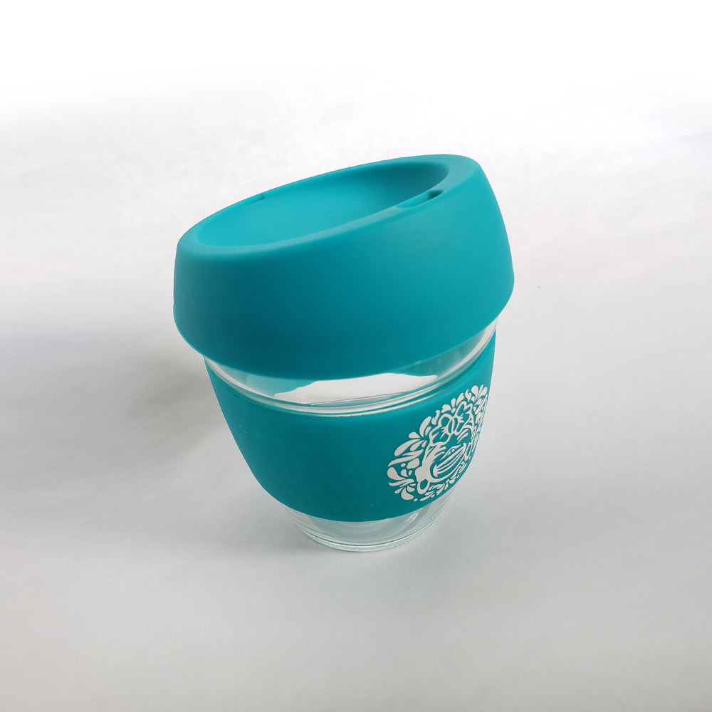 SET OF 2 :: 8 oz Environment Friendly - Reusable borosilicate glass and silicon Travel Cup